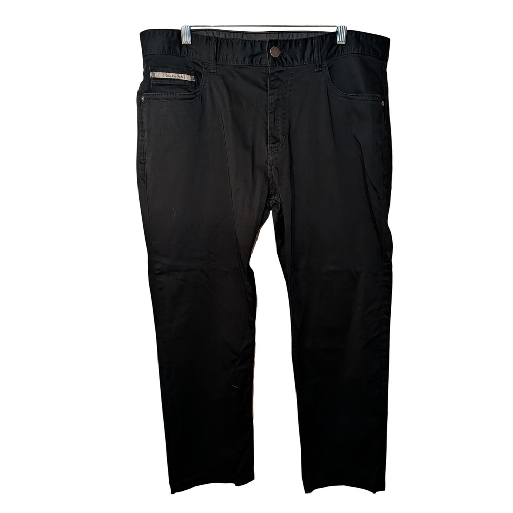 Calvin Klein Jeans Mens Black Sateen Straight Leg Pants 36x30 5-Pocket Trousers